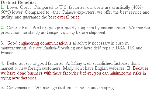 China Molding Benefits