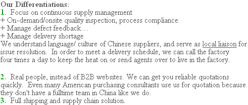 China Molding Differentiations